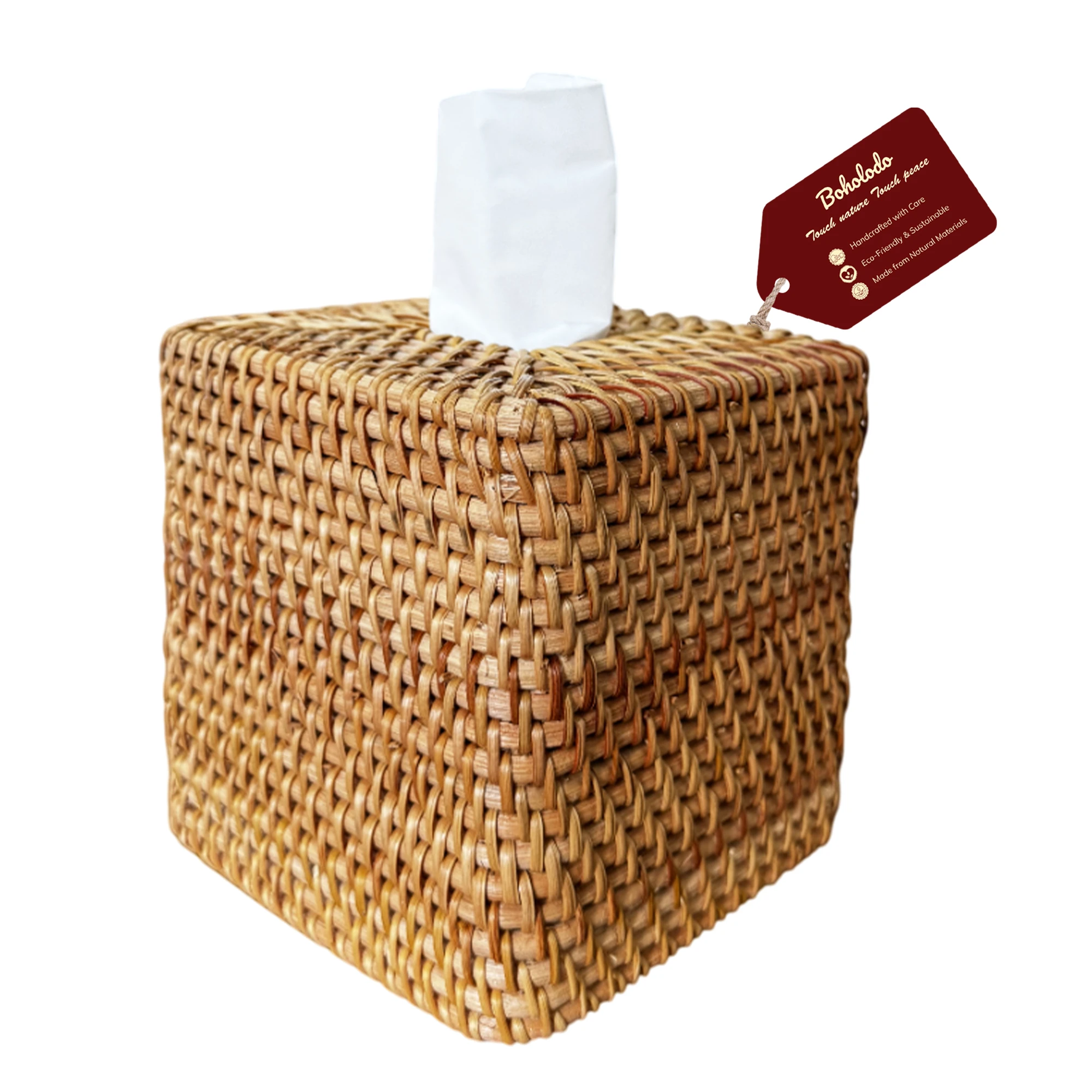 Rattan Tissue Box Cover Nature